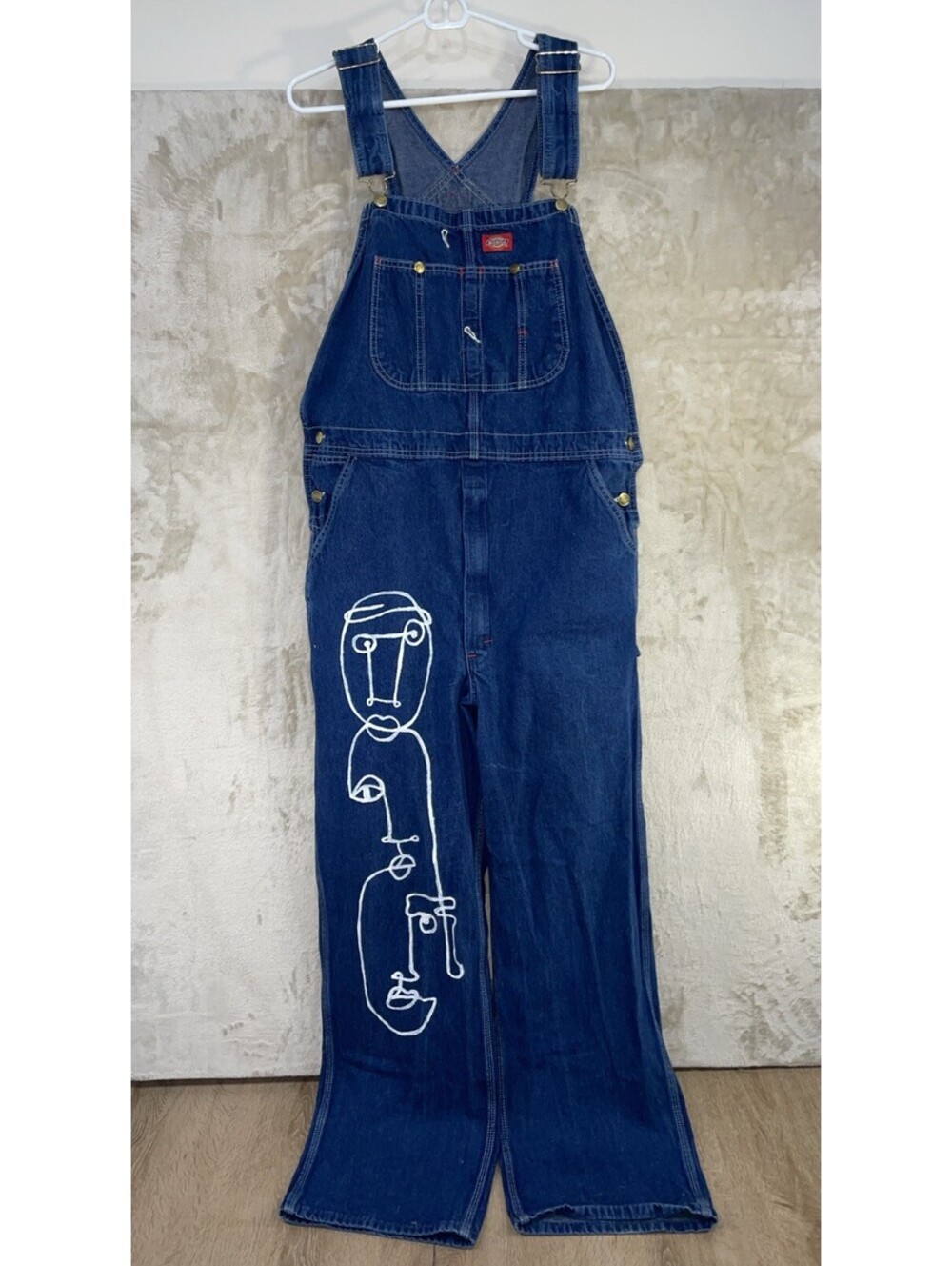 Dickies Denim Bib Overalls Dark Wash Carpenter Workwear Heavy Duty Mens 38x32